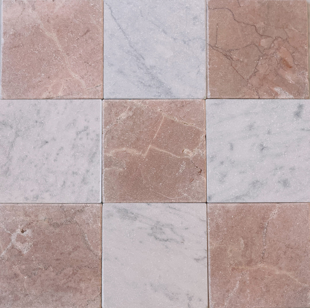 Natural Stone Rosso Crema Tumbled Square Tile 150×150mm