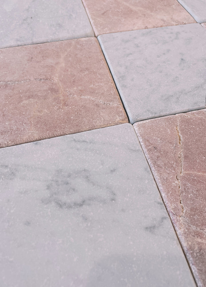 Natural Stone Rosso Crema Tumbled Square Tile 150×150mm