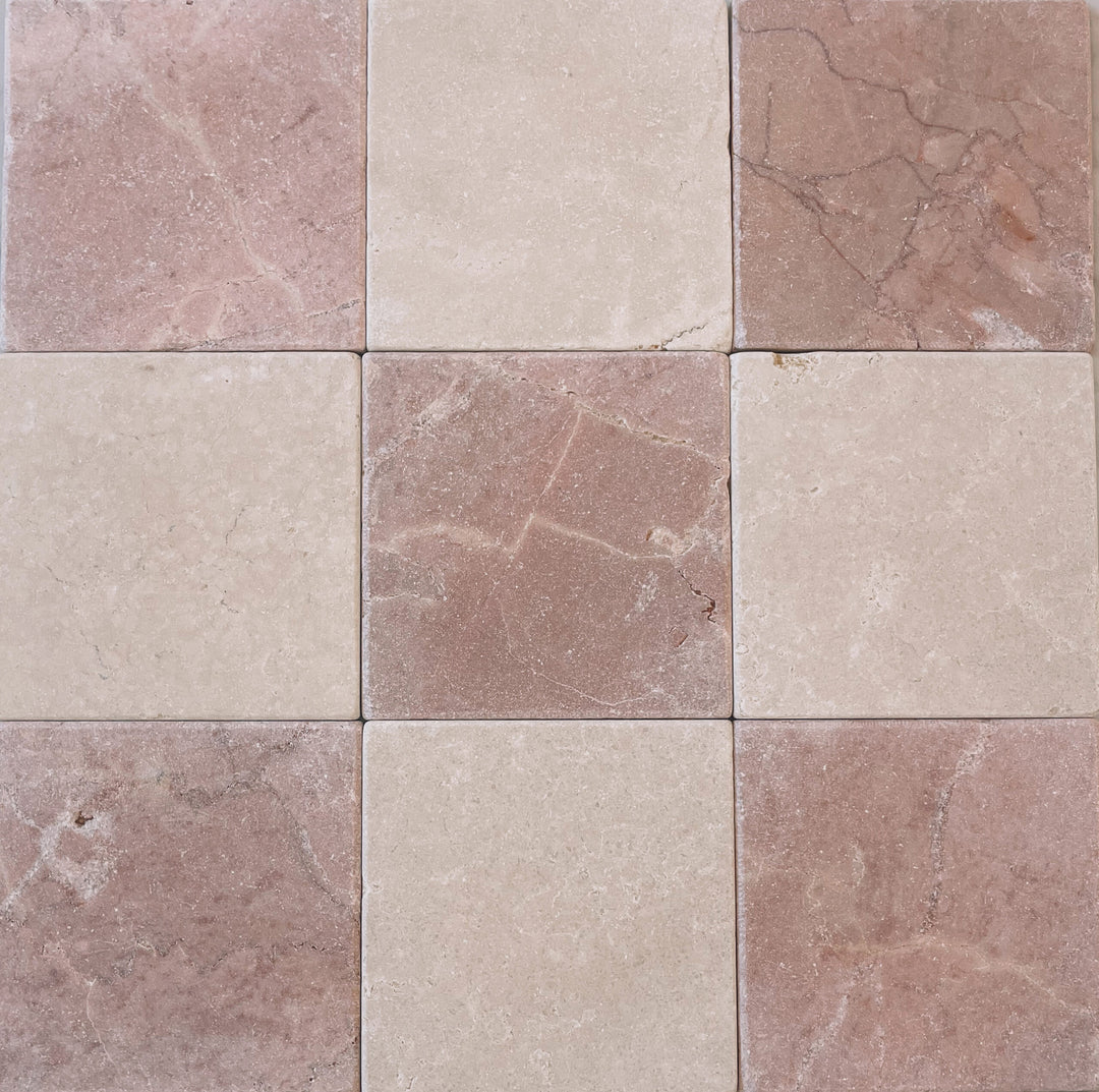 Natural Stone Rosso Crema Tumbled Square Tile 150×150mm