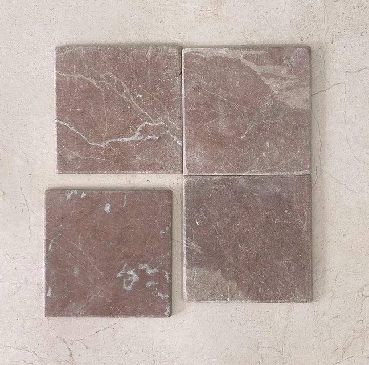 Natural Stone Rosso Verona Tumbled Square Tile 150×150mm