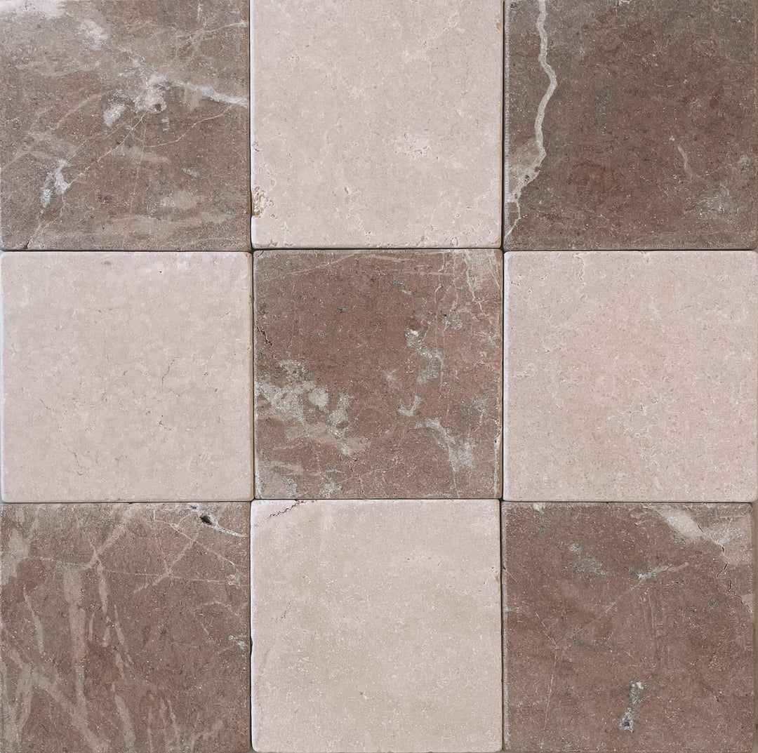 Natural Stone Rosso Verona Tumbled Square Tile 150×150mm