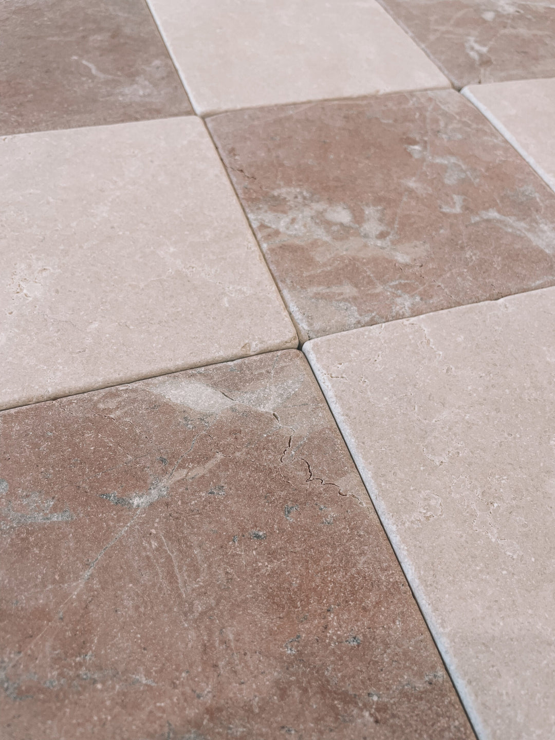 Natural Stone Rosso Verona Tumbled Square Tile 150×150mm