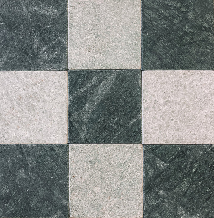 Natural Stone Ming Green Tumbled Square Tile 150×150mm