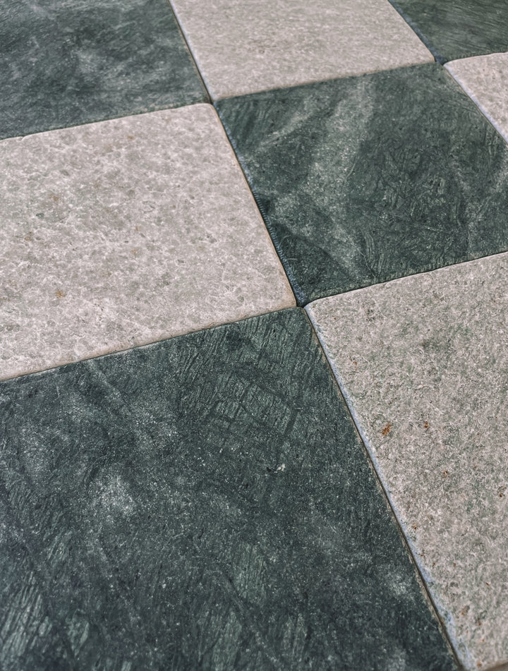 Natural Stone Ming Green Tumbled Square Tile 150×150mm