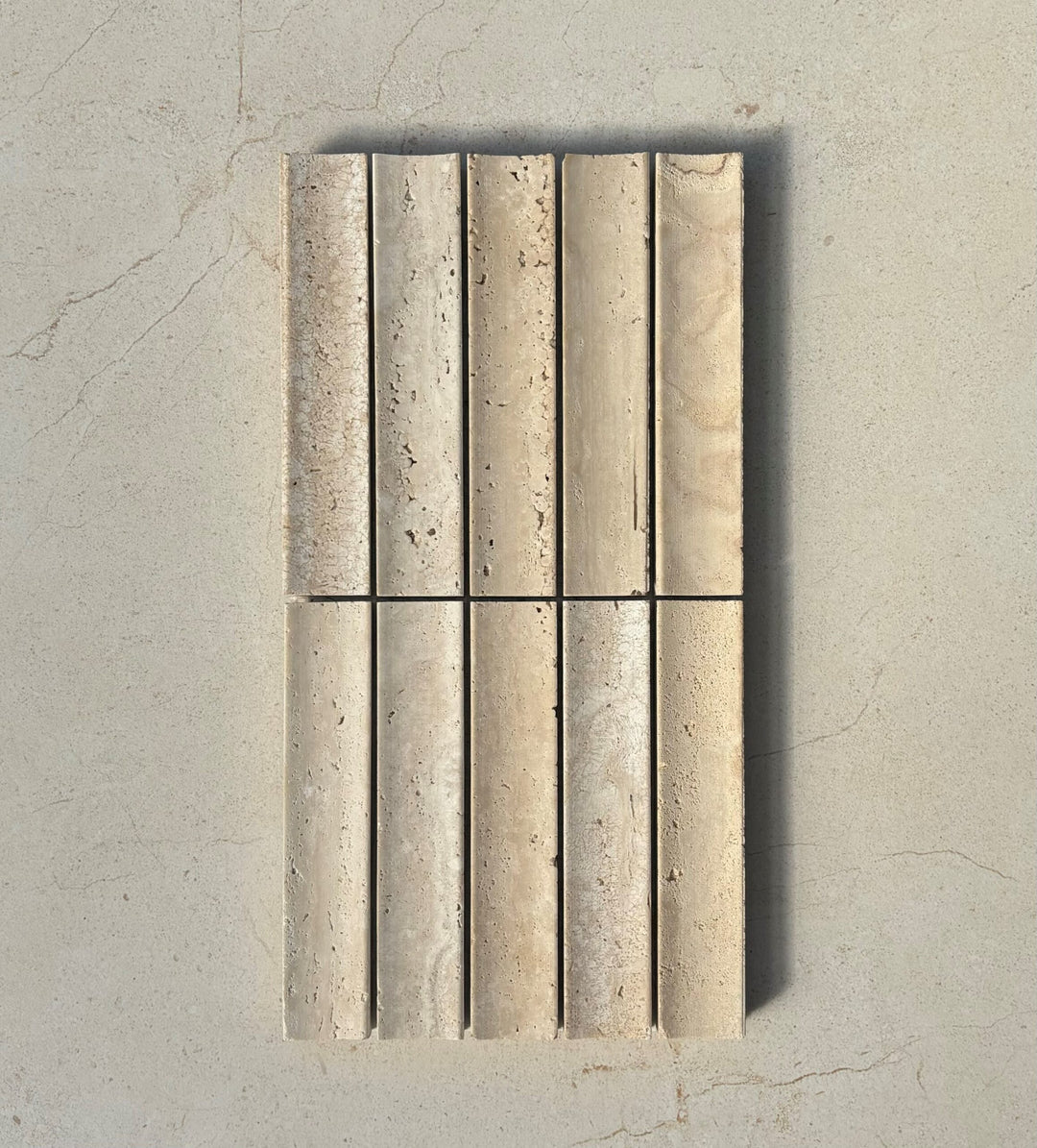 Cream Travertine Honed Concave Mosaic