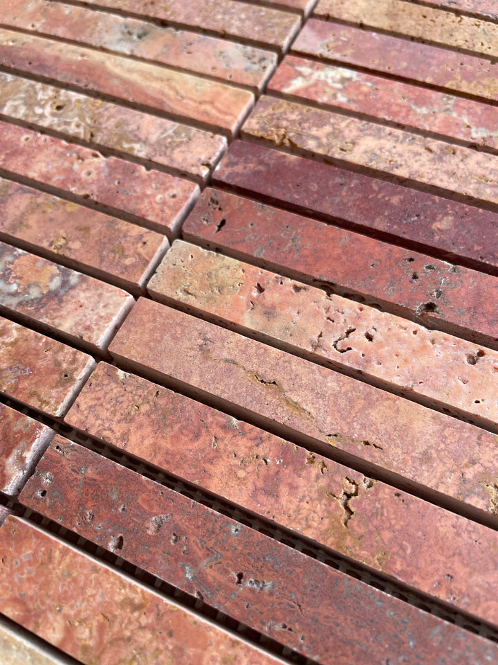 Travertine Red Finger Mosaic Honed