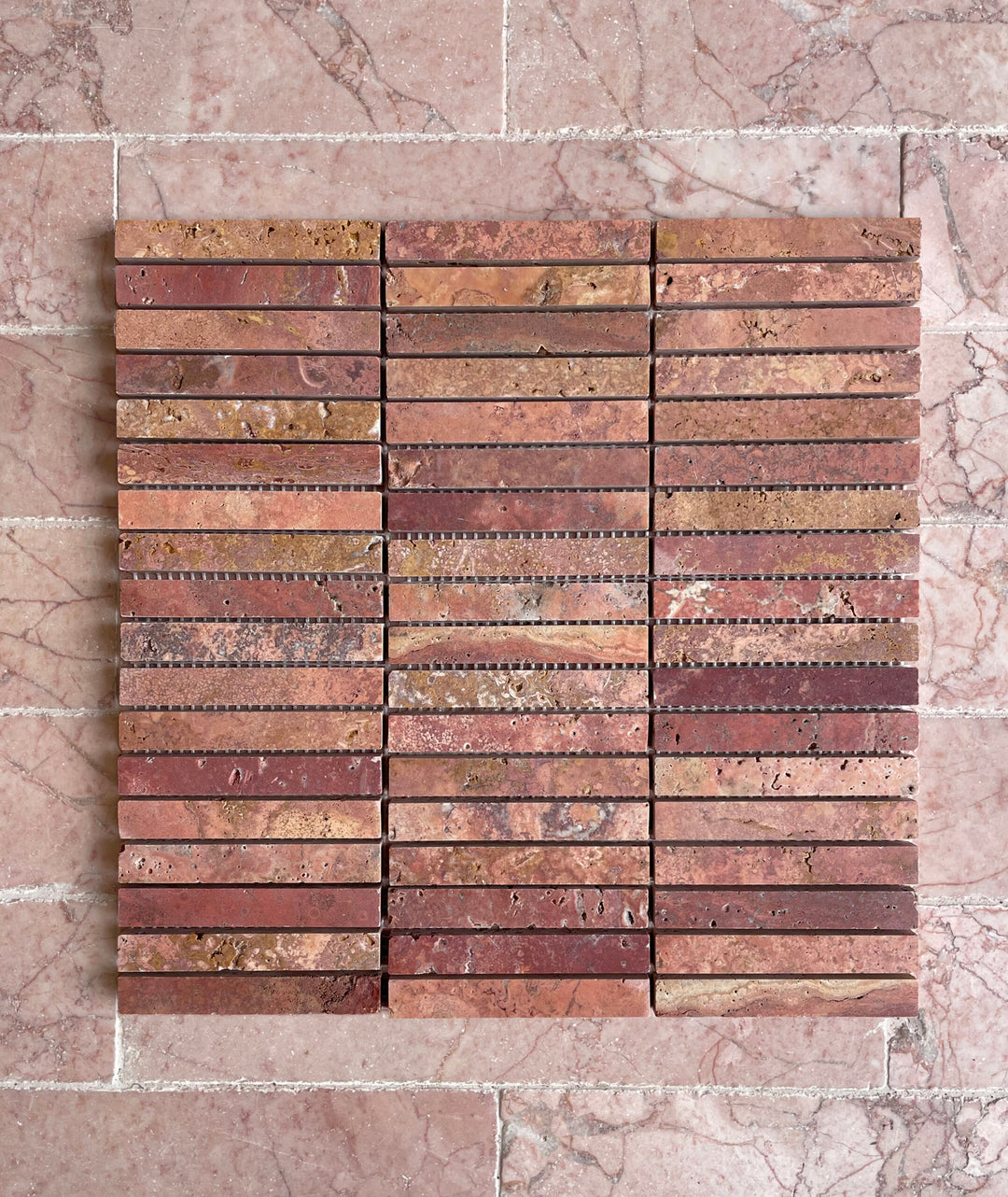Travertine Red Finger Mosaic Honed