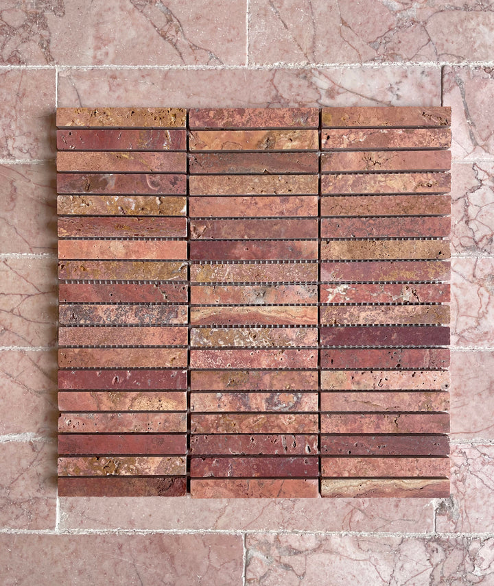 Travertine Red Finger Mosaic Honed