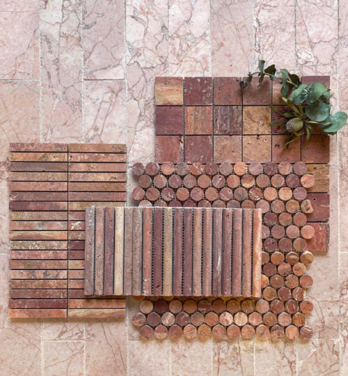 Travertine Red Finger Mosaic Honed