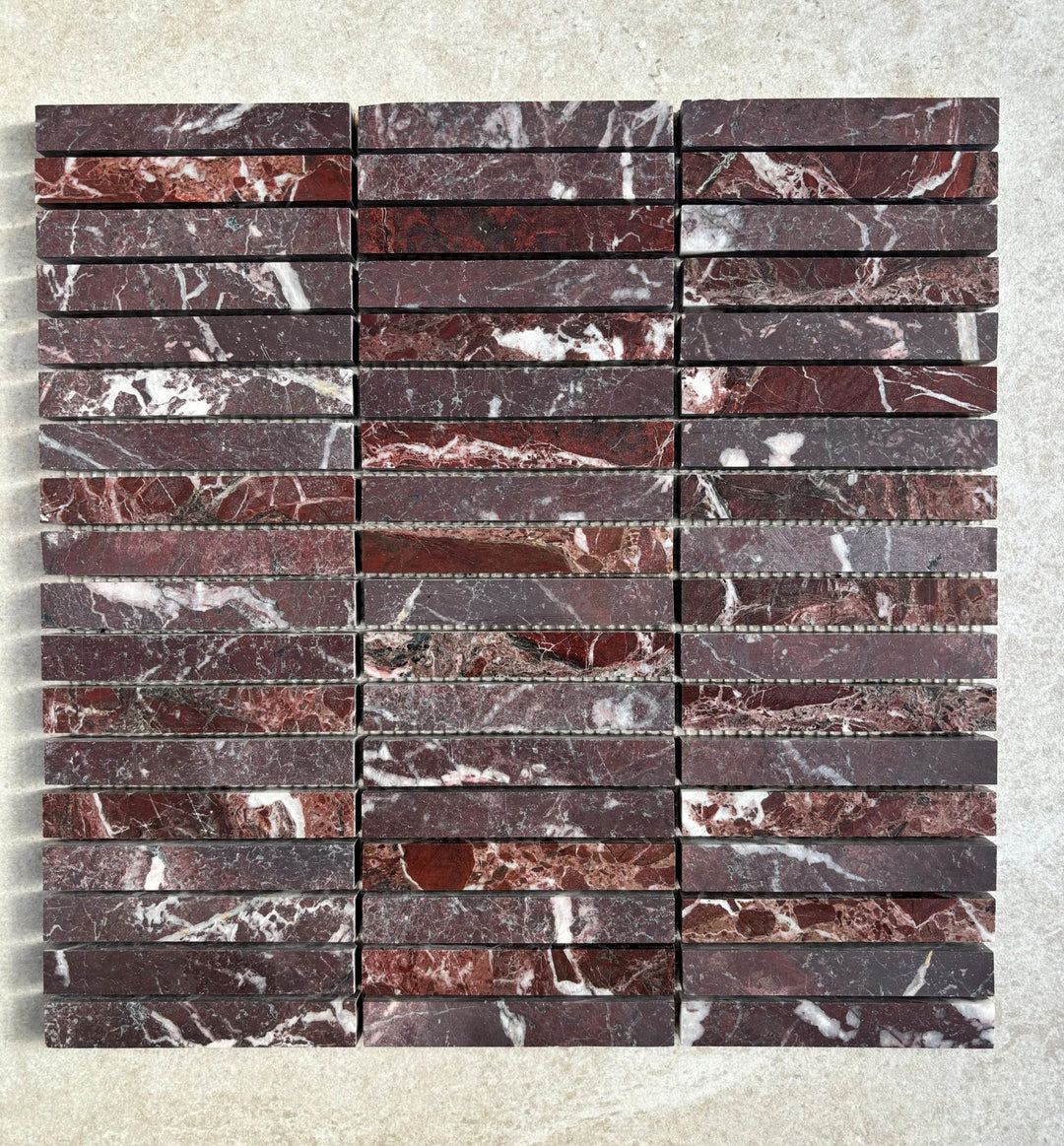Moritz Maroon Finger Mosaic Natural Marble Honed