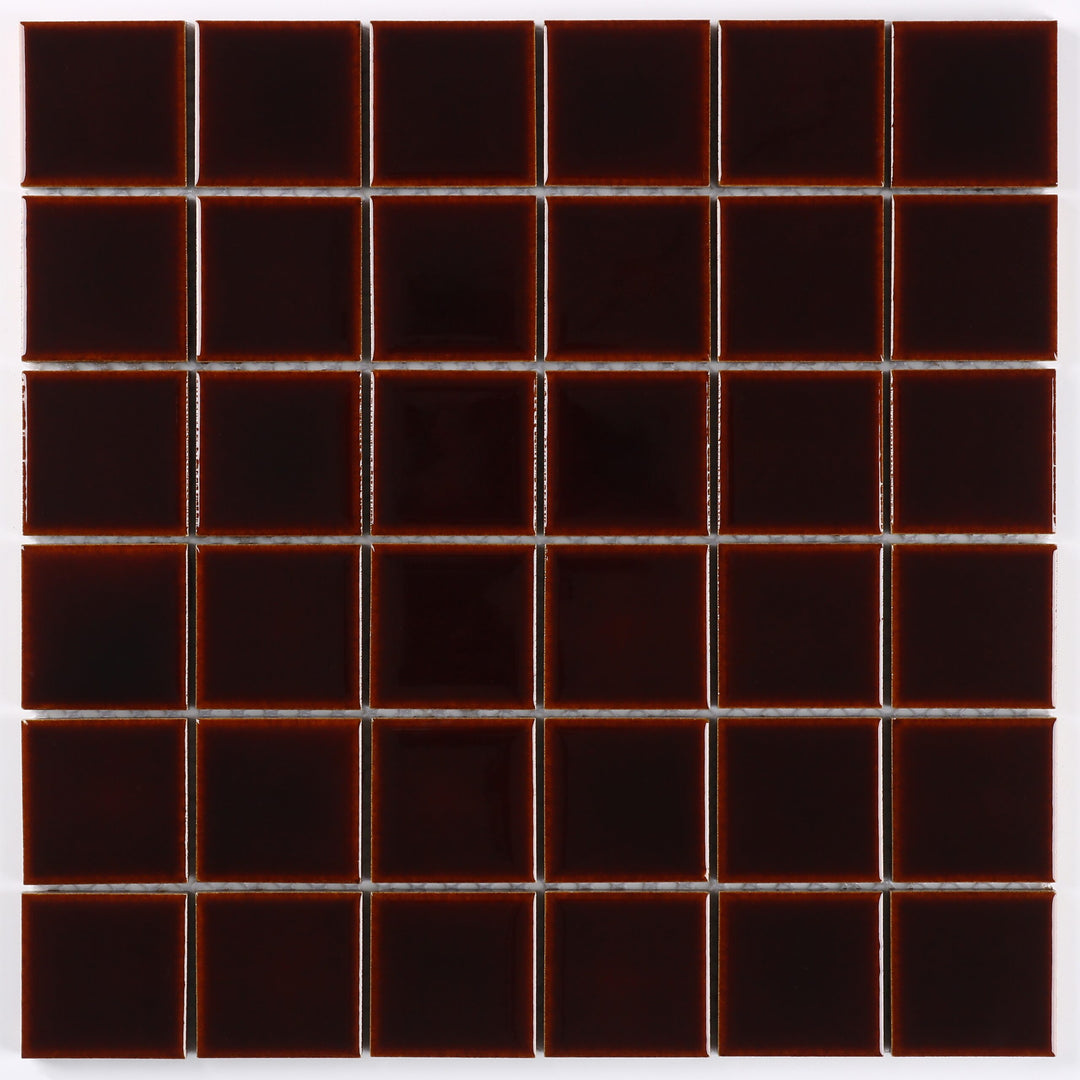Square Deep Brown Gloss 48mm Mosaic 306x306