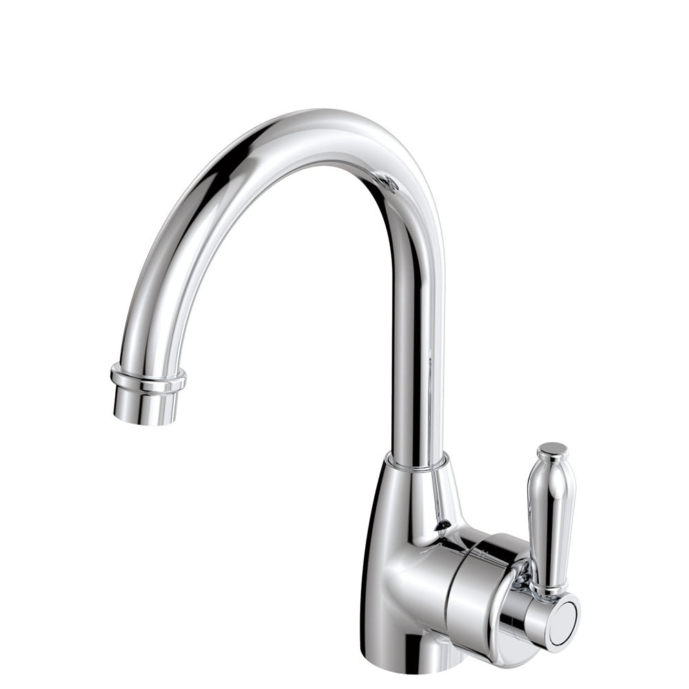 Fienza Eleanor Gooseneck Basin Mixer Chrome / Ceramic