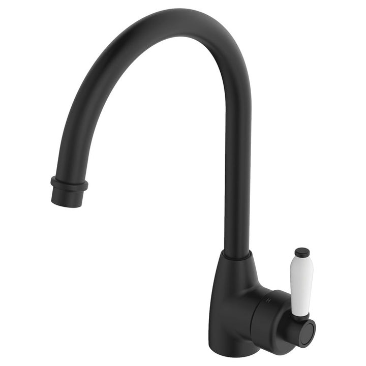 Fienza Eleanor Gooseneck Sink Mixer, Matte Black / Matte Black