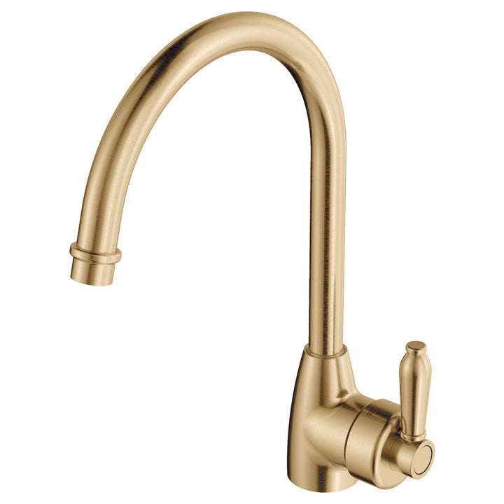 Fienza Eleanor Gooseneck Sink Mixer, Urban Brass / Ceramic