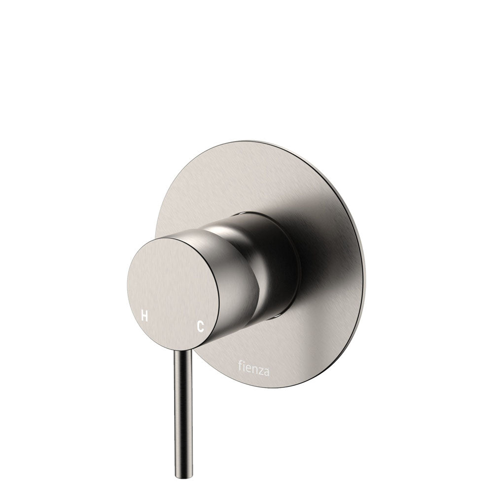 Fienza Kaya Wall Mixer, Large Round Plate, Brushed Nickel