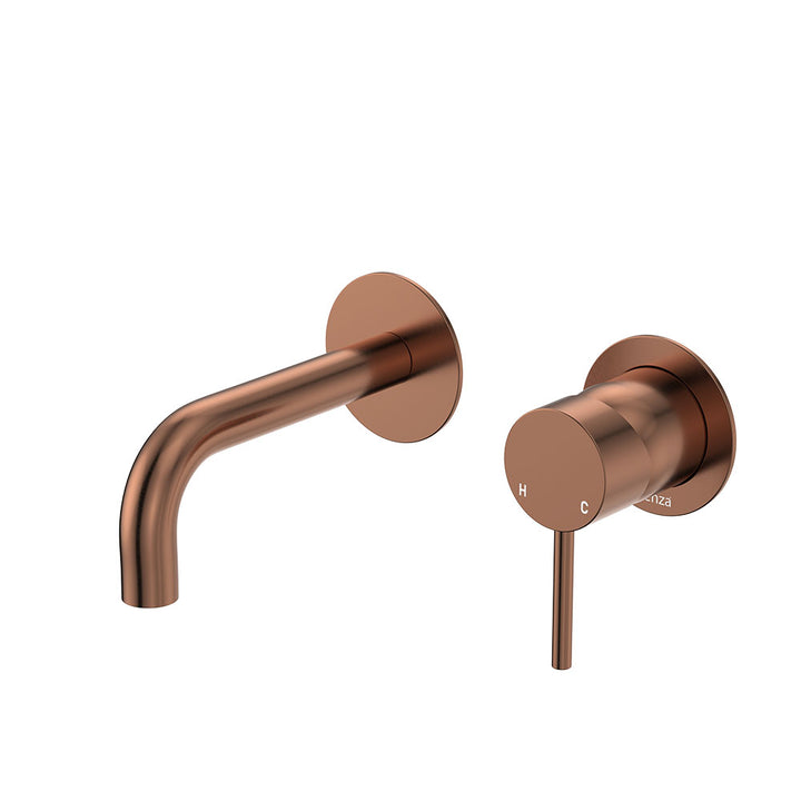 Fienza Kaya Basin/Bath Wall Mixer Set, Round Plates, 130mm Outlet
