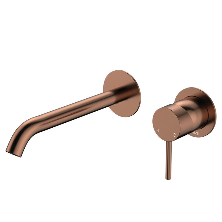 Fienza Kaya Basin/Bath Wall Mixer Set, Round Plates, 200mm Outlet