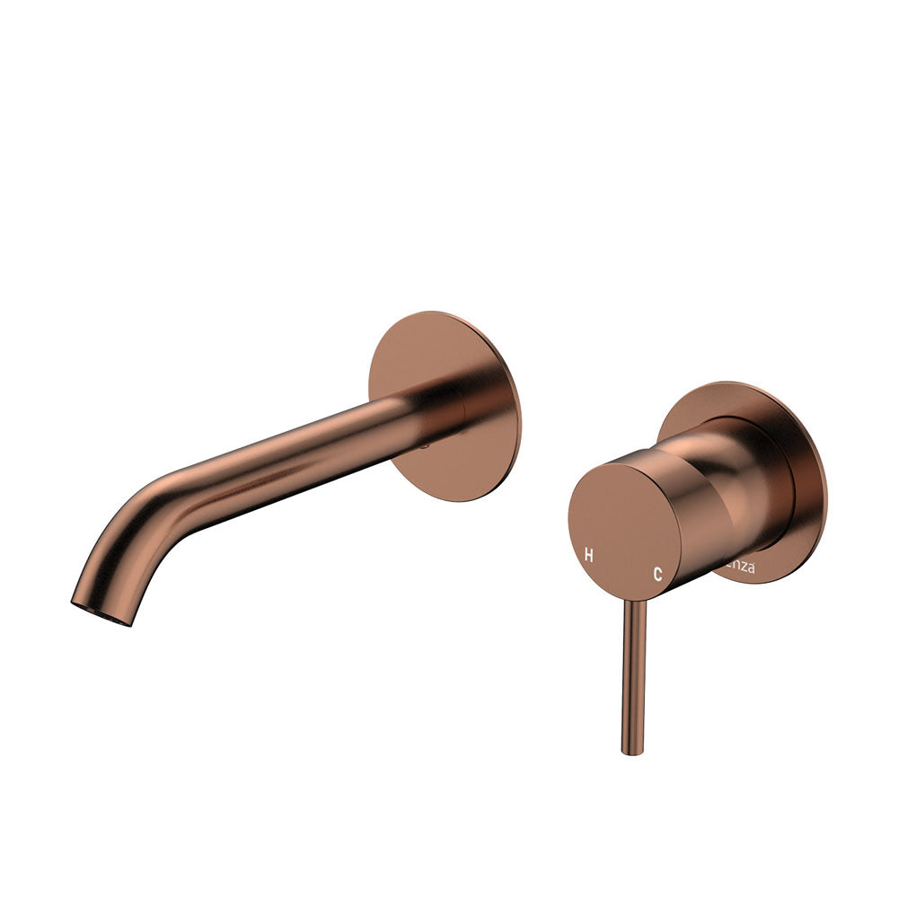Fienza Kaya Basin/Bath Wall Mixer Set, Round Plates, 160mm Outlet
