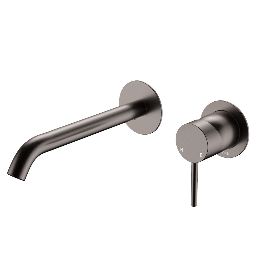Fienza Kaya Basin/Bath Wall Mixer Set, Round Plates, 200mm Outlet