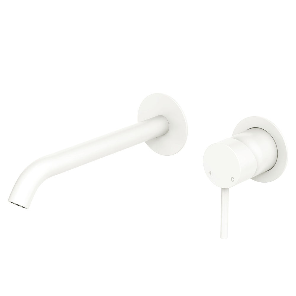 Fienza Kaya Basin/Bath Wall Mixer Set, Round Plates, 200mm Outlet