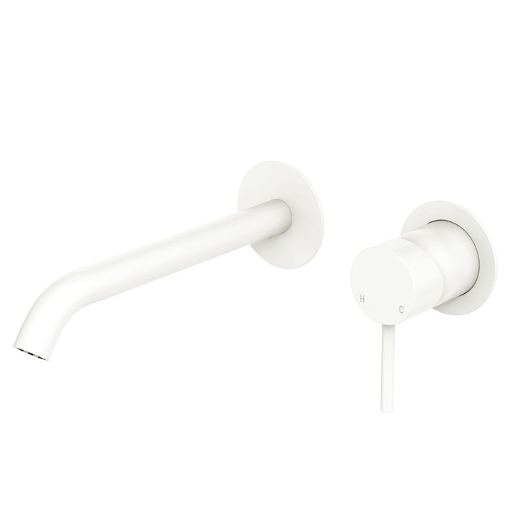 Fienza Kaya Basin/Bath Wall Mixer Set, Round Plates, 200mm Outlet