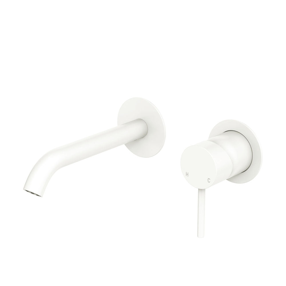 Fienza Kaya Basin/Bath Wall Mixer Set, Round Plates, 160mm Outlet