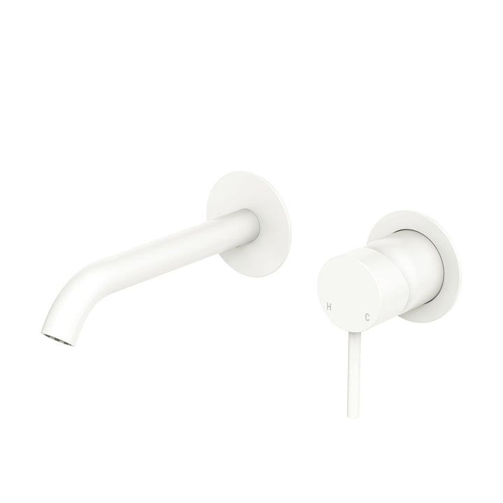 Fienza Kaya Basin/Bath Wall Mixer Set, Round Plates, 160mm Outlet