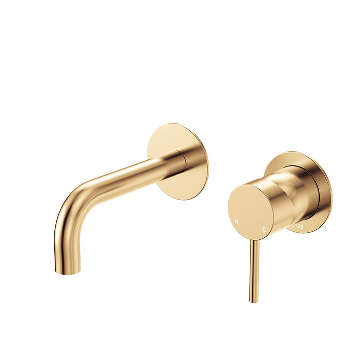 Fienza Kaya Basin/Bath Wall Mixer Set, Round Plates, 130mm Outlet