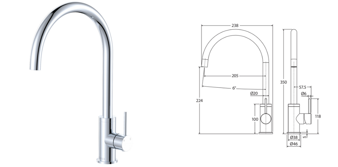 Fienza Kaya Sink Mixer, Brushed Copper
