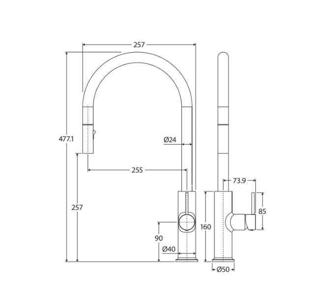 Fienza Kaya Pull-Out Sink Mixer Brushed Nickel