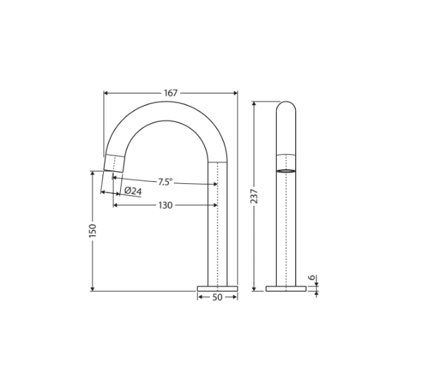 Fienza Kaya Hob-Mounted Basin/Bath Outlet, Brushed Nickel