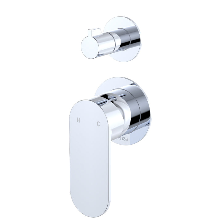 Fienza Empire Slim Wall Diverter Mixer, Small Round Plates, Vertical