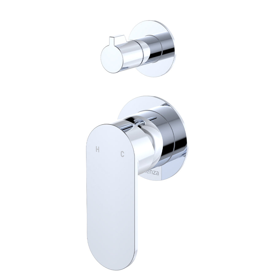 Fienza Empire Slim Wall Diverter Mixer, Small Round Plates, Vertical
