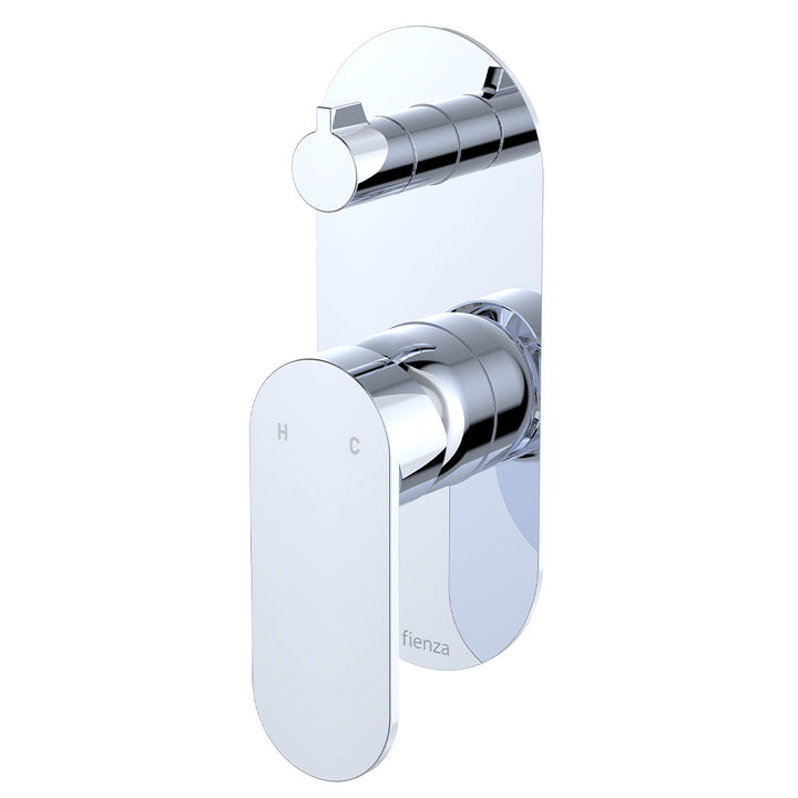 Fienza Empire Slim Wall Diverter Mixer, Large Oval Plate, Vertical