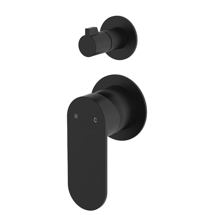 Fienza Empire Slim Wall Diverter Mixer, Small Round Plates, Vertical