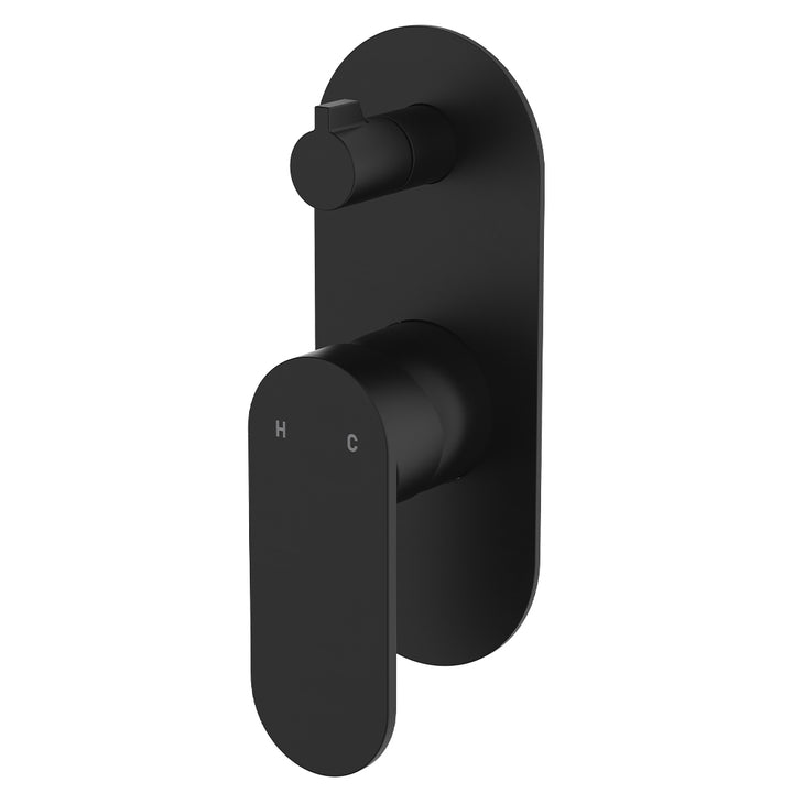 Fienza Empire Slim Wall Diverter Mixer, Large Oval Plate, Vertical