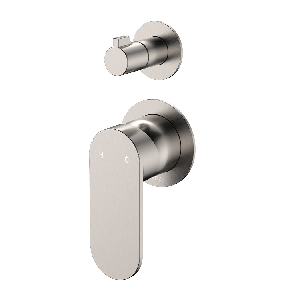 Fienza Empire Slim Wall Diverter Mixer, Small Round Plates, Vertical