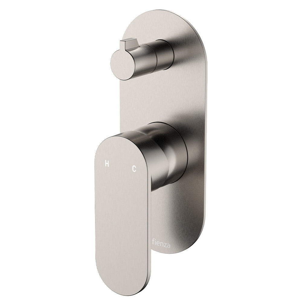 Fienza Empire Slim Wall Diverter Mixer, Large Oval Plate, Vertical