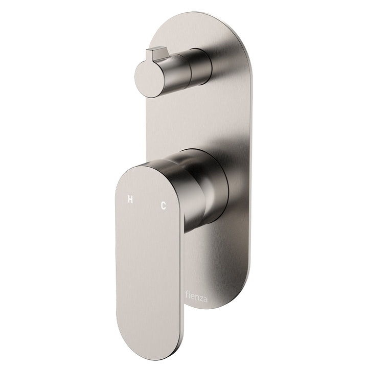 Fienza Empire Slim Wall Diverter Mixer, Large Oval Plate, Vertical