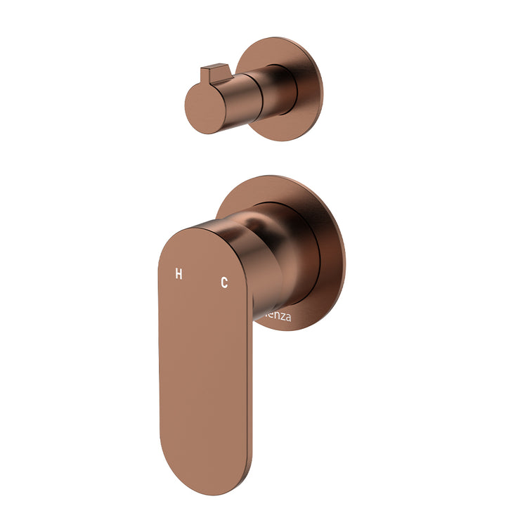 Fienza Empire Slim Wall Diverter Mixer, Small Round Plates, Vertical