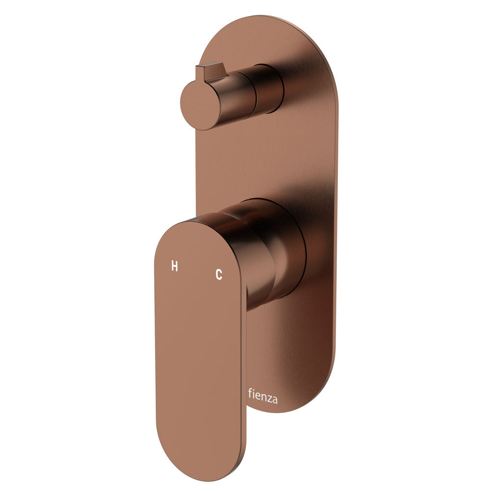 Fienza Empire Slim Wall Diverter Mixer, Large Oval Plate, Vertical