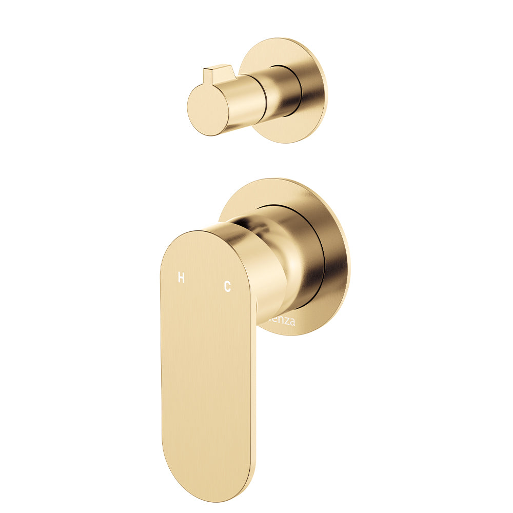 Fienza Empire Slim Wall Diverter Mixer, Small Round Plates, Vertical