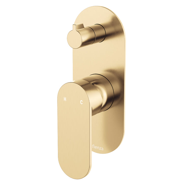 Fienza Empire Slim Wall Diverter Mixer, Large Oval Plate, Vertical