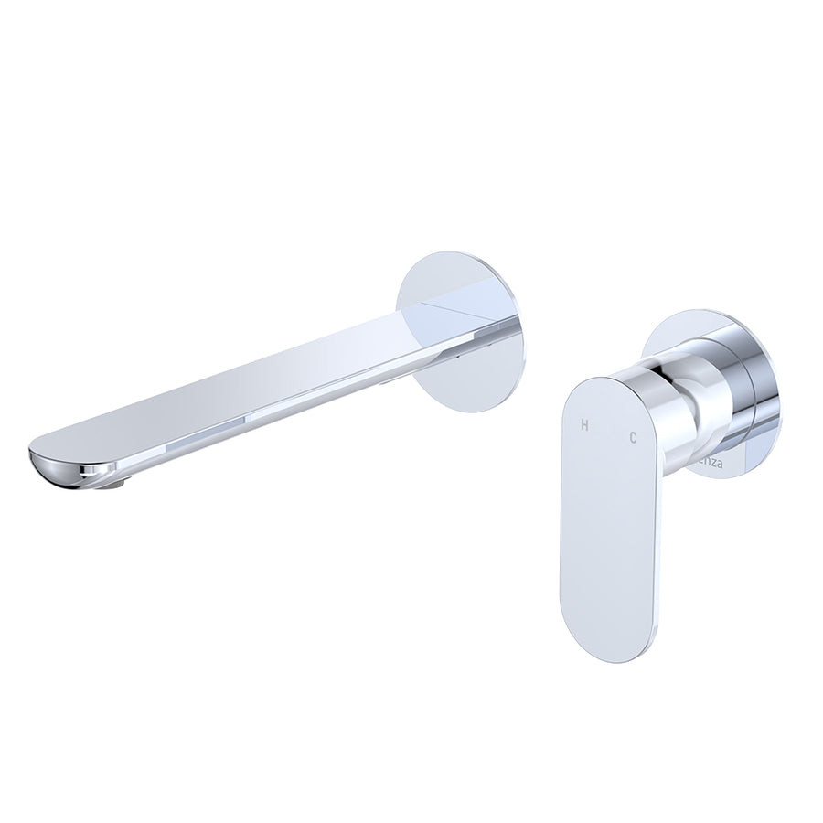 Empire Slim Basin/Bath Wall Mixer Set, Round Plates, 200mm Outlet