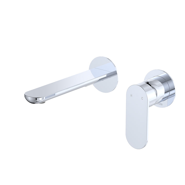 Empire Slim Basin/Bath Wall Mixer Set, Round Plates, 160mm Outlet