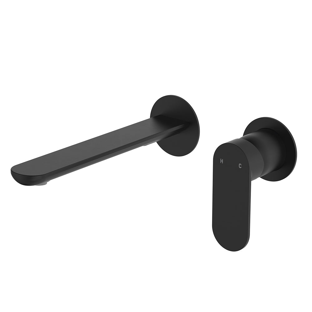 Empire Slim Basin/Bath Wall Mixer Set, Round Plates, 200mm Outlet