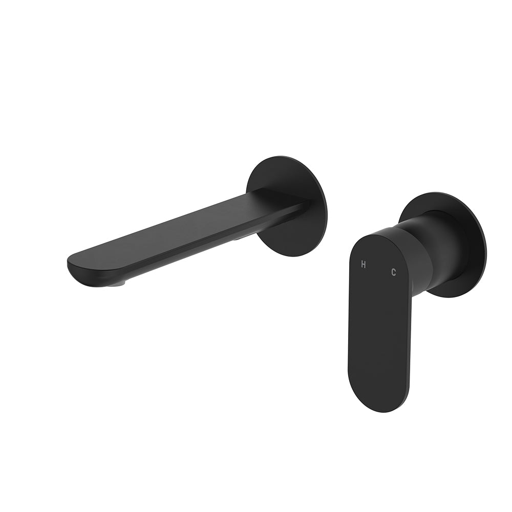 Empire Slim Basin/Bath Wall Mixer Set, Round Plates, 160mm Outlet