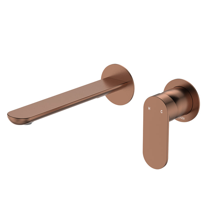 Empire Slim Basin/Bath Wall Mixer Set, Round Plates, 200mm Outlet