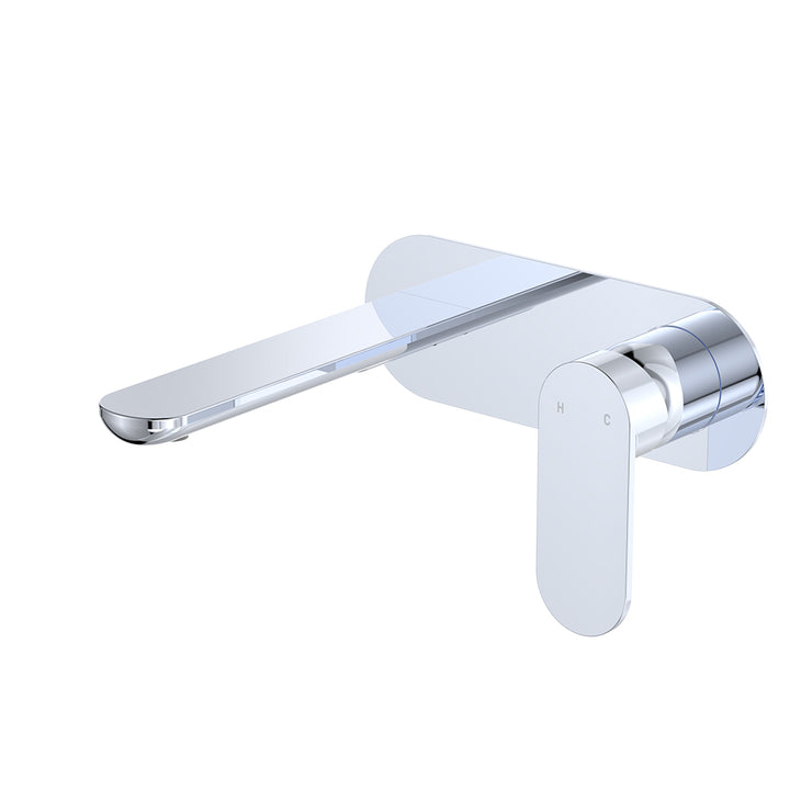 Fienza Empire Slim Basin/Bath Wall Mixer Set, Oval Plate, 160mm Outlet