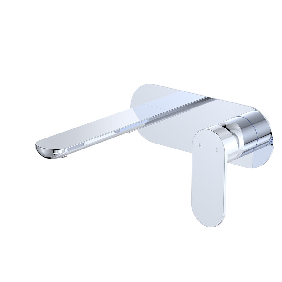 Fienza Empire Slim Basin/Bath Wall Mixer Set, Oval Plate, 160mm Outlet